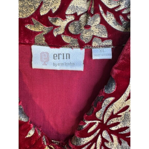 Erin London Velvet Brocade Jacket Womens XL Red Gold Floral Button Up - Picture 3 of 7